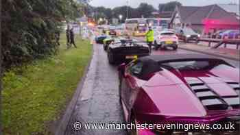 Lamborghinis and Mercedes G-Wagon seized in Rochdale as police descend on supercar convoy spotted going at 17mph on motorway