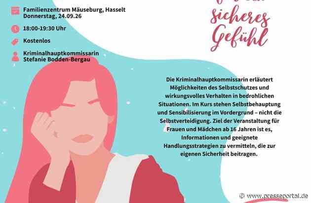 POL-KLE: Bedburg-Hau - Gewalt gegen Mädchen und Frauen: Kostenloses Vortragsangebot von AWO und Polizei