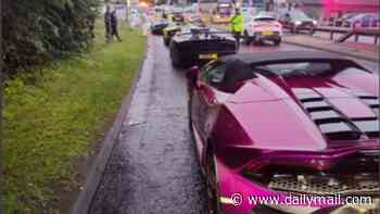 Police seize five Lamborghinis and Mercedes G-Wagon as they stop supercar convoy that was 'using motorway as racetrack'