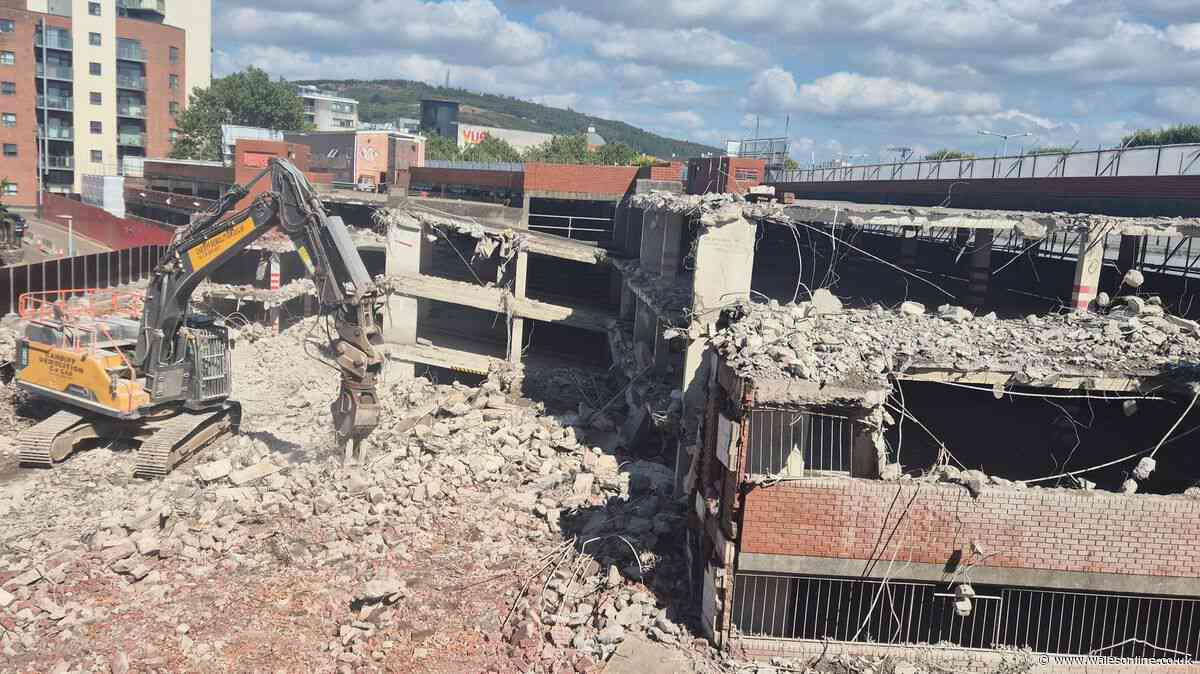 Demolition begins at former St David's car park in Swansea city centre