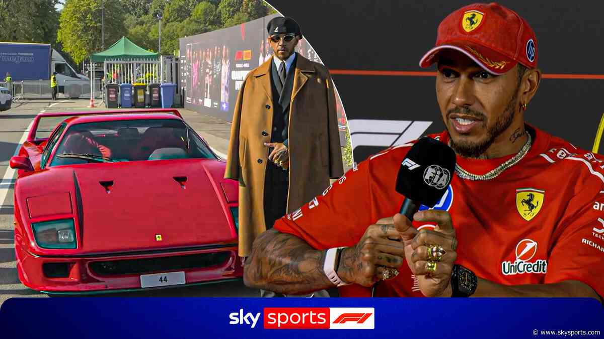 Hamilton arrives to Monza in rare Ferrari - and reveals amazing detail about car!