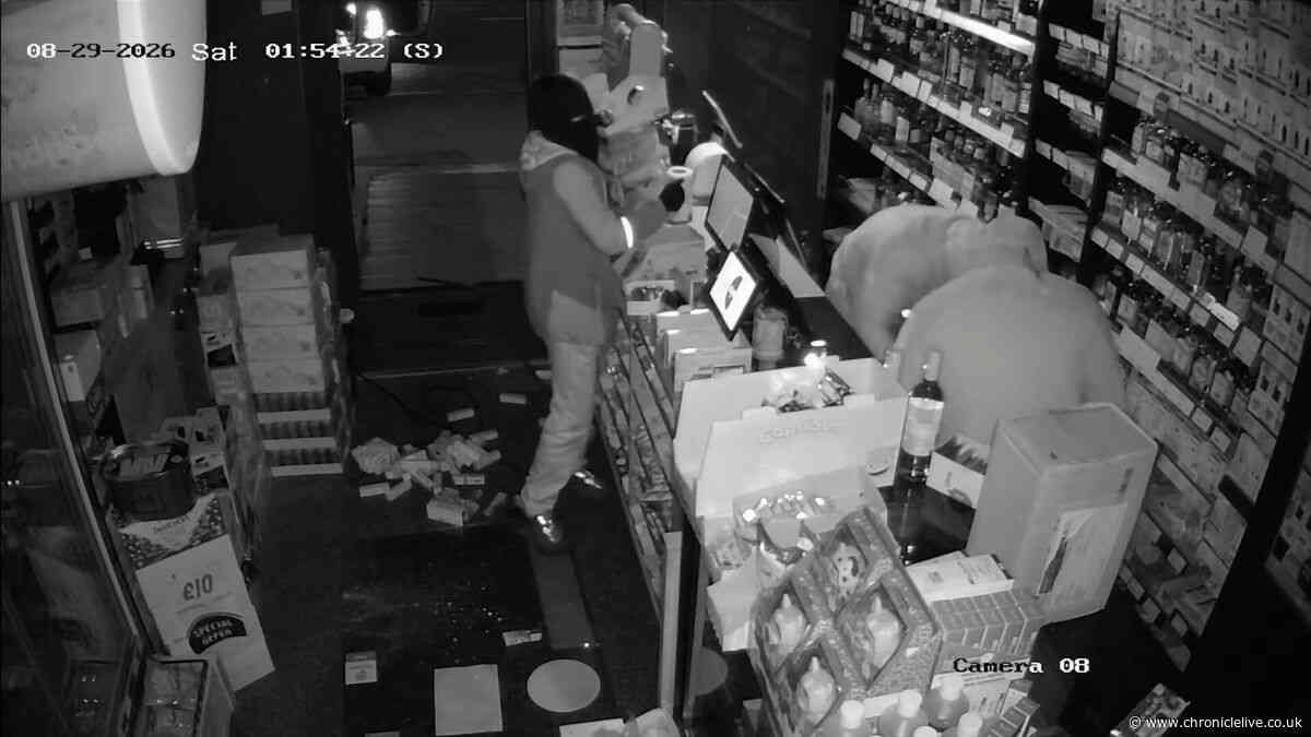 Dramatic CCTV footage captures moment thieves break into Northumberland village shop