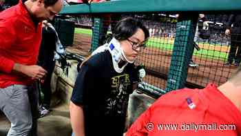 Photographer leaves Yankees game in a neck brace after being smashed in the head by foul ball in scary scene