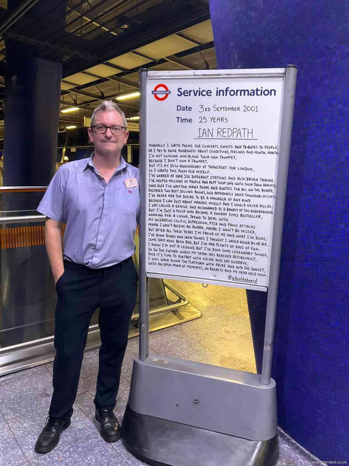 All On The Board poet celebrates 25 years on the London Underground with heartfelt poem to himself