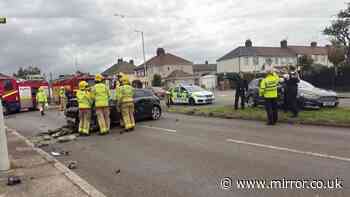Driver 'runs from scene' of three-car crash as emergency services close road in Bootle