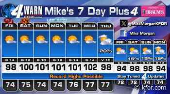 Tropical humidity has moved into Oklahoma but the high heat continues.