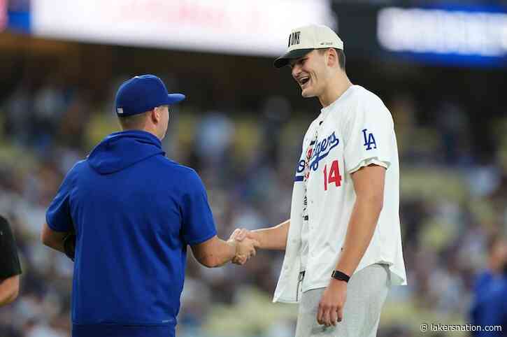 Walker Kessler Throws Out First Pitch For Lakers Night At Dodger Stadium