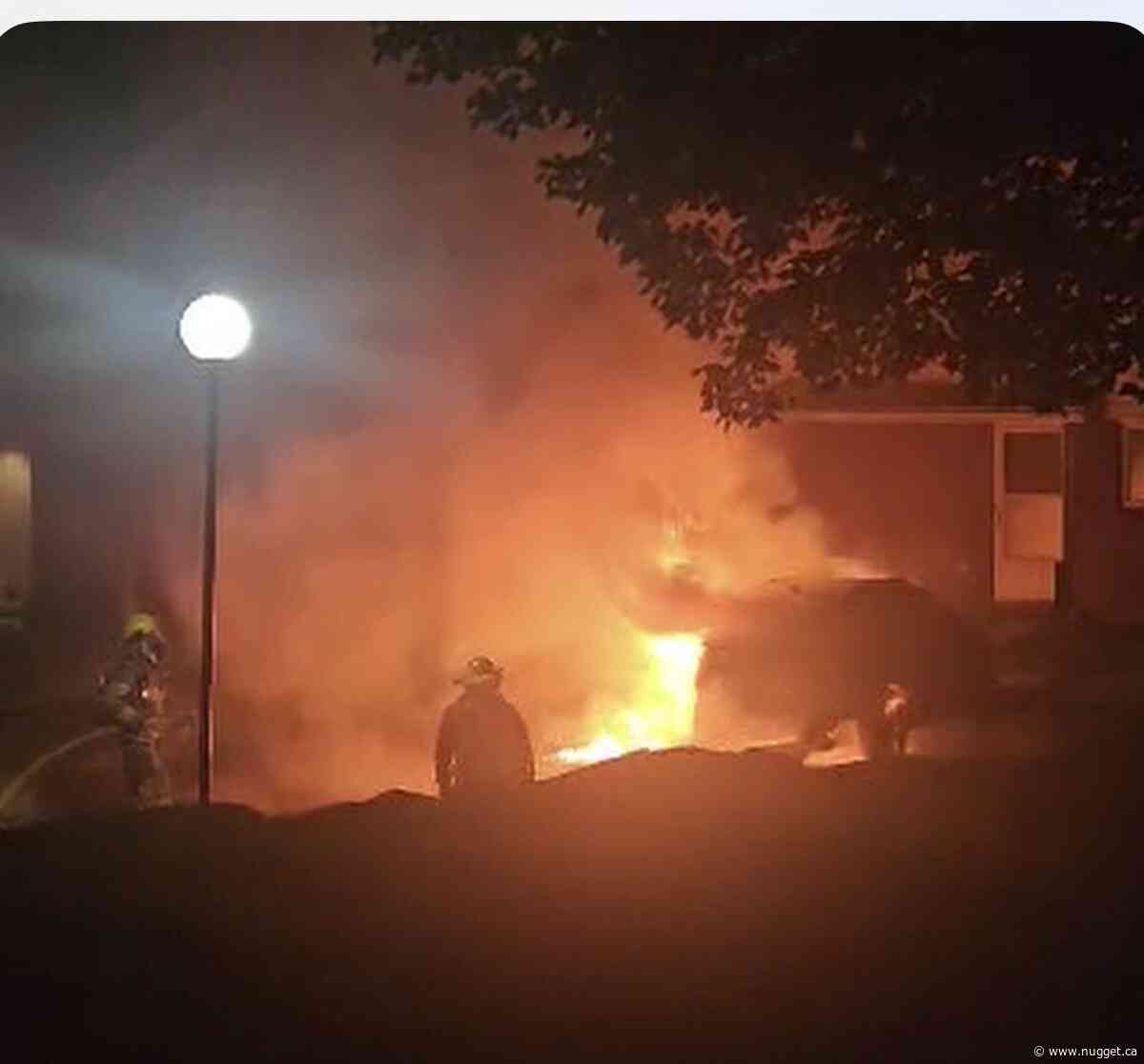 Neighbours checking security cameras to see if vehicle fire was deliberately set
