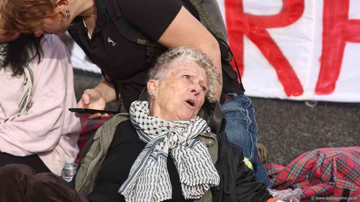 Eight arrested as protestors glue themselves to floor outside arms fair in Newport