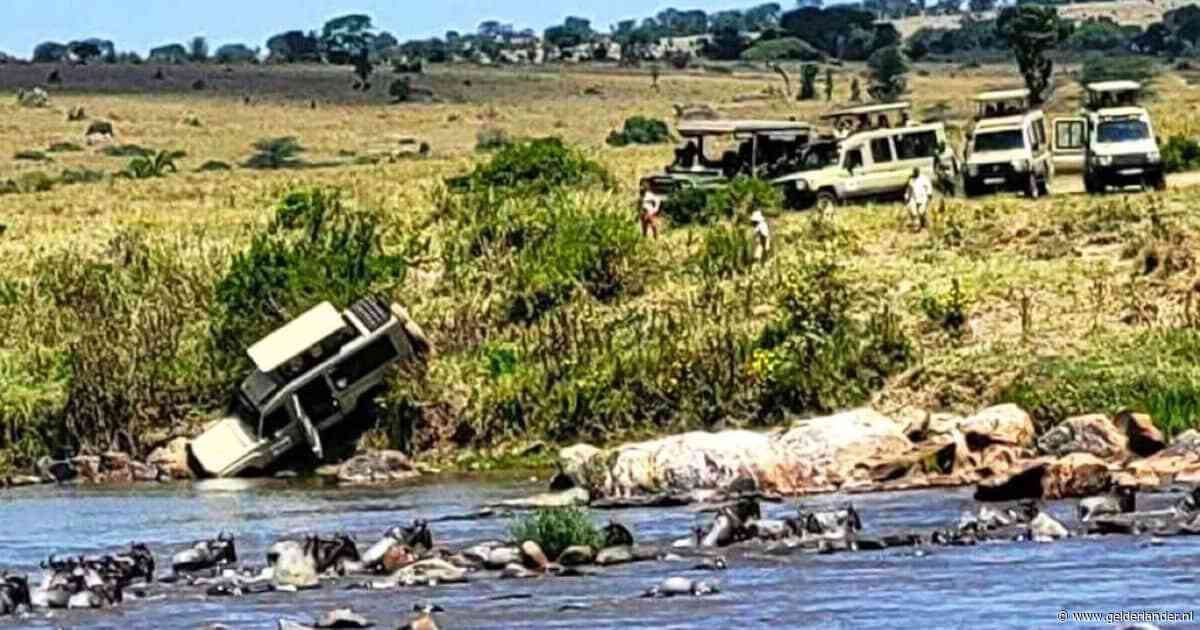 Safari gaat mis in Tanzania: jeep met toeristen crasht bij rivier vol krokodillen