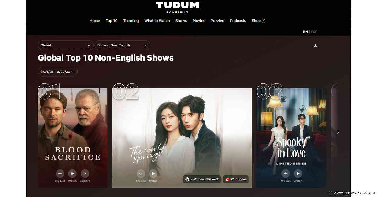Youku's 'The Early Spring' Reaches No. 2 on Netflix's Global Non-English TV List