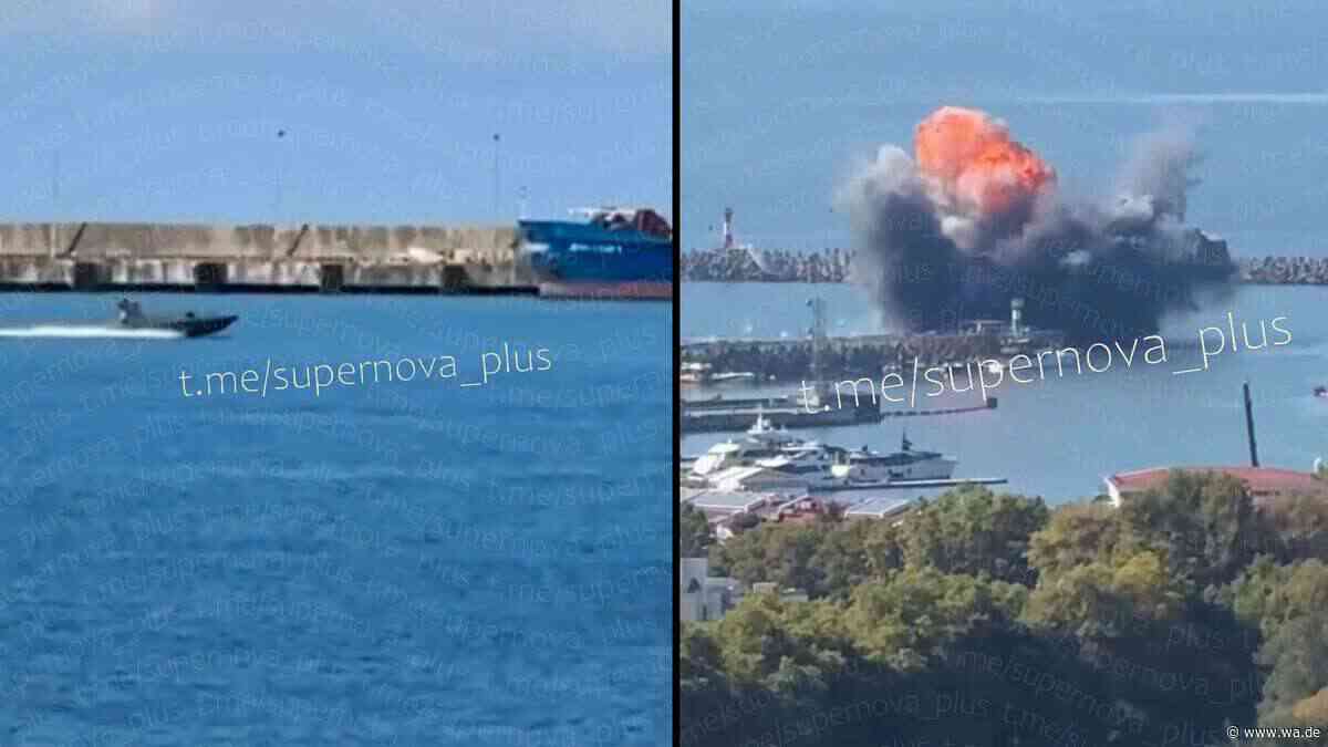 Ukraine greift mit Seedrohnen an: Videos zeigen heftige Explosionen in russischem Schwarzmeerhafen