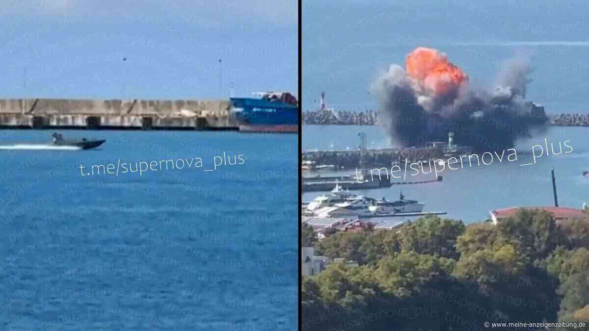 Ukraine greift mit Seedrohnen an: Videos zeigen heftige Explosionen in russischem Schwarzmeerhafen