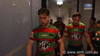 Jai Arrow leads out the Rabbitohs for the last time