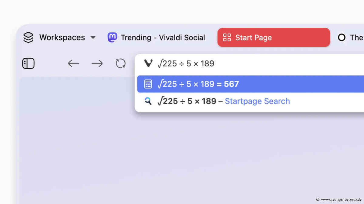 Browser aus Europa: Vivaldi 8.2 überrascht mit Rechner in der Adressleiste