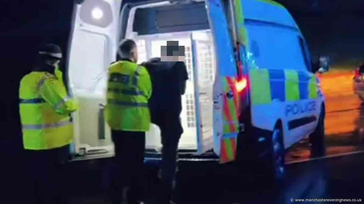 Police descend on Whalley Range street at 1am with two arrested after driver smashes into parked car