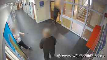 Milford Haven school stabbing attacker caught on camera fleeing as injured teacher holds knife
