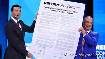 Farage signs pact with French firebrand Jordan Bardella to 'stop the boats forever' - by sending migrants straight back