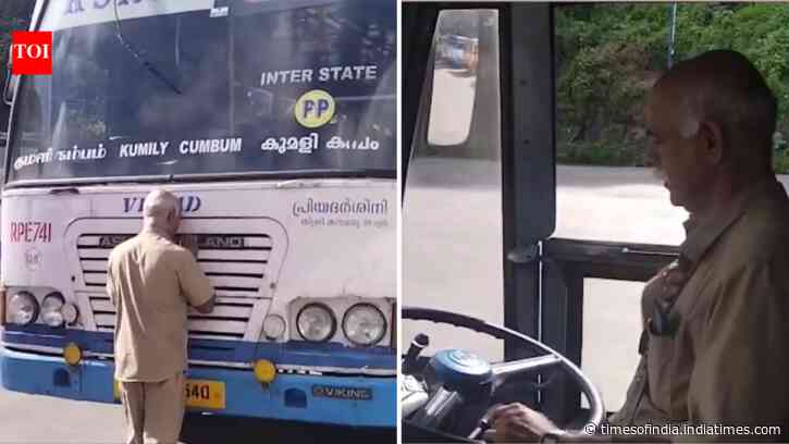 Kerala bus driver kisses bus goodbye after driving it for 8 years; emotional video viral