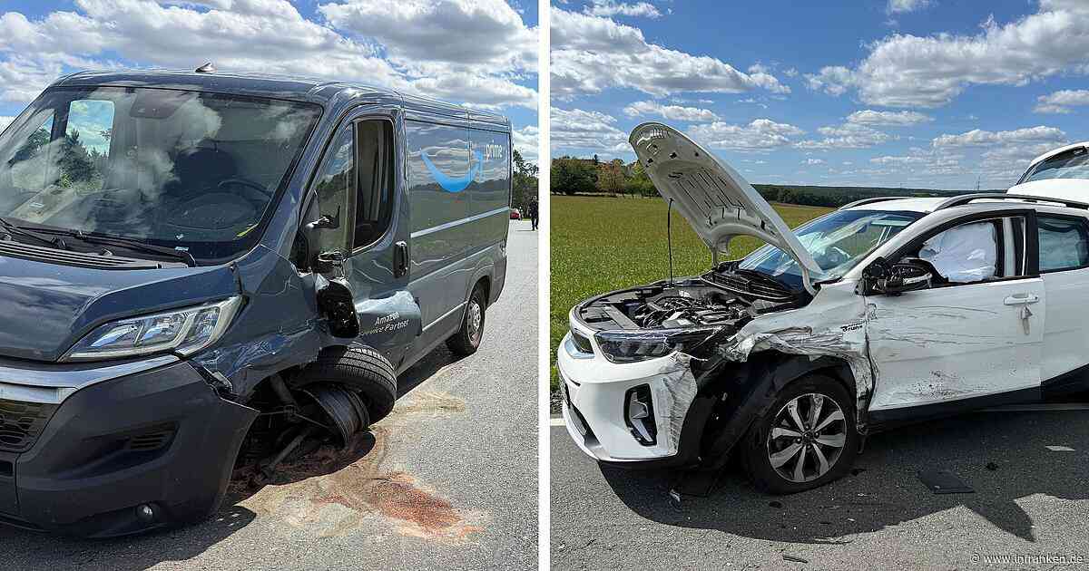 Heftiger Unfall bei Burgebrach: Amazon-Transporter kracht in Auto