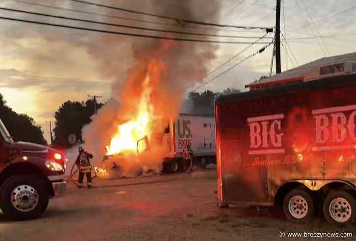 Semi Truck Catches Fire on Highway 35 in Kosciusko