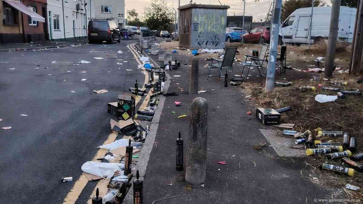 Shocking state of Newport street with canisters and waste left strewn all over the road