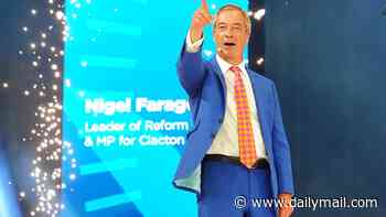 Reform conference hit by protests as hecklers are carried out of Farage speech and Greenpeace sneaks in banner attacking Net Zero opposition
