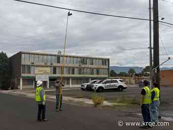 PNM & City of Albuquerque take over 100 pairs of shoes down from power lines