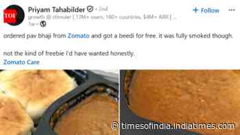 Beedi found in Pav Bhaji: Bengaluru man flags Zomato order hygiene