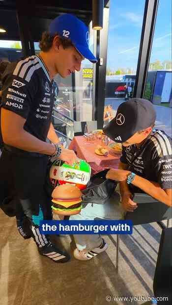 Magnifico 🤌 Kimi shows George his incredible Italian race helmet 😍 #f1 #mercedesf1 #kimiantonelli