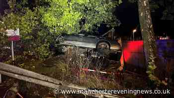 Audi wrecked after 'landing on tree' in Regent Road roundabout crash