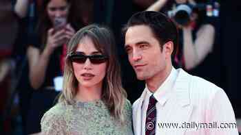 Suki Waterhouse puts on a leggy display in a chic £5k Saint Laurent lace minidress as she joins her fiancé Robert Pattinson at the Primetime premiere during the Venice International Festival