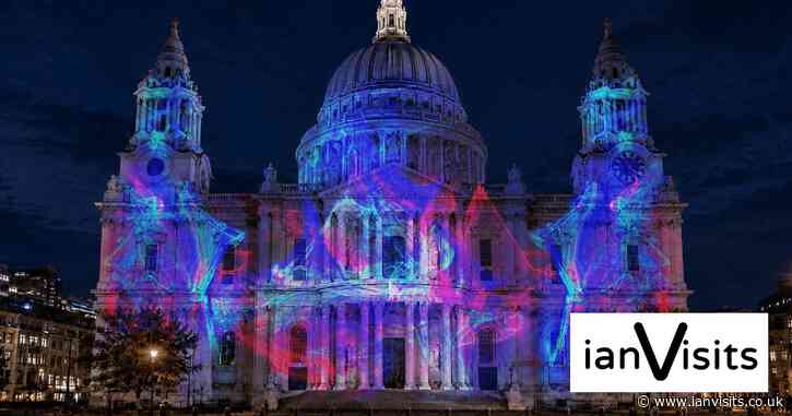 Free light show on the front of St Paul’s Cathedral