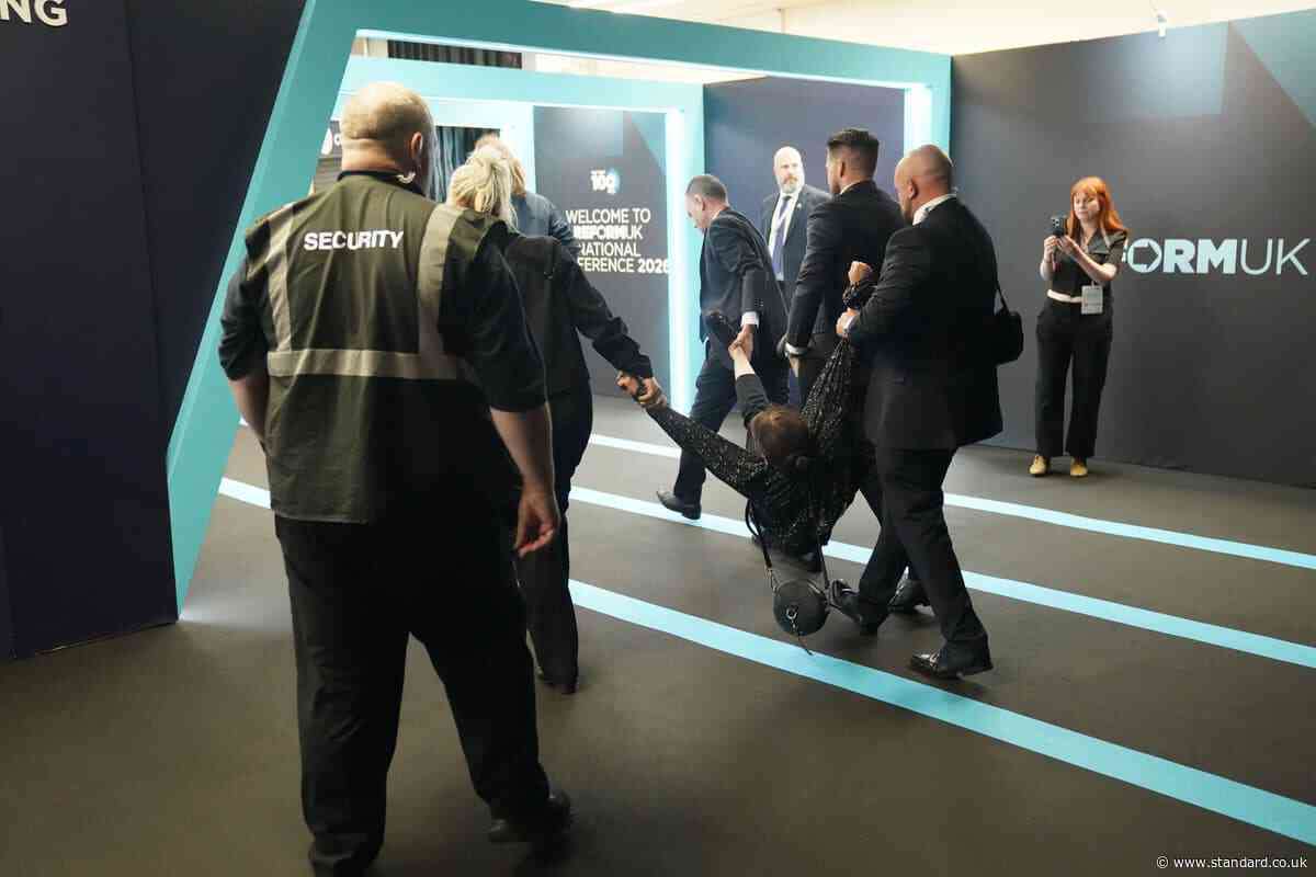 Police seek Reform UK conference protester after footage shows audience pulling her hair