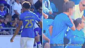 Krystian Bielik appears to grab young Portsmouth fan by the throat during Cardiff City chaos