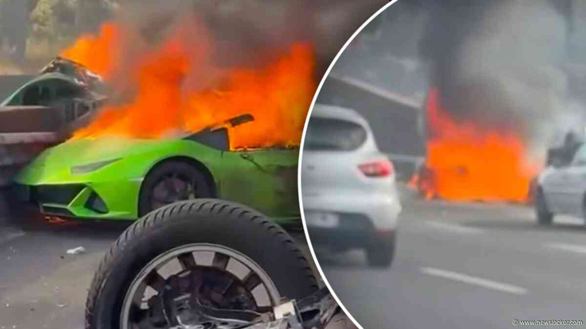 Dodelijk ongeval op de A3 bij Parijs: Lamborghini in tweeën gesplitst en in brand gevlogen