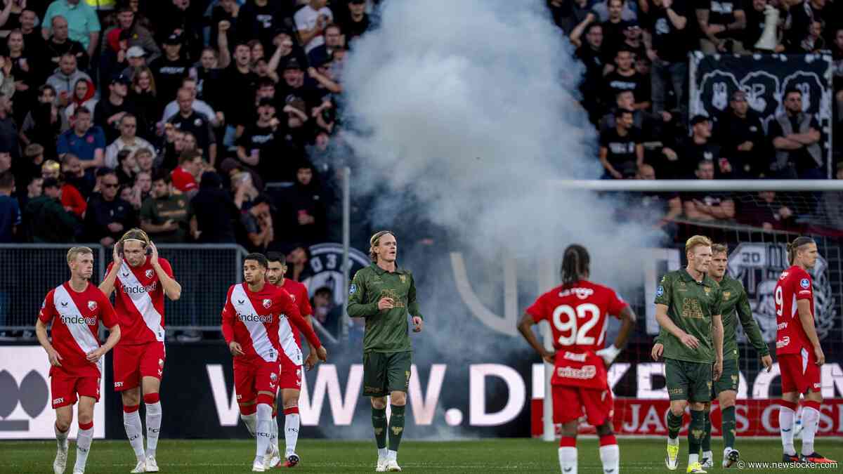 Vuurwerk en bekers vanuit FC Utrecht-vak zorgen voor definitief staken duel met Go Ahead Eagles