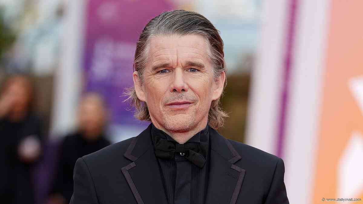 Ethan Hawke makes rare red carpet appearance with daughter Indiana, 15, and wife Ryan Shawhughes at Deauville Film Festival in France