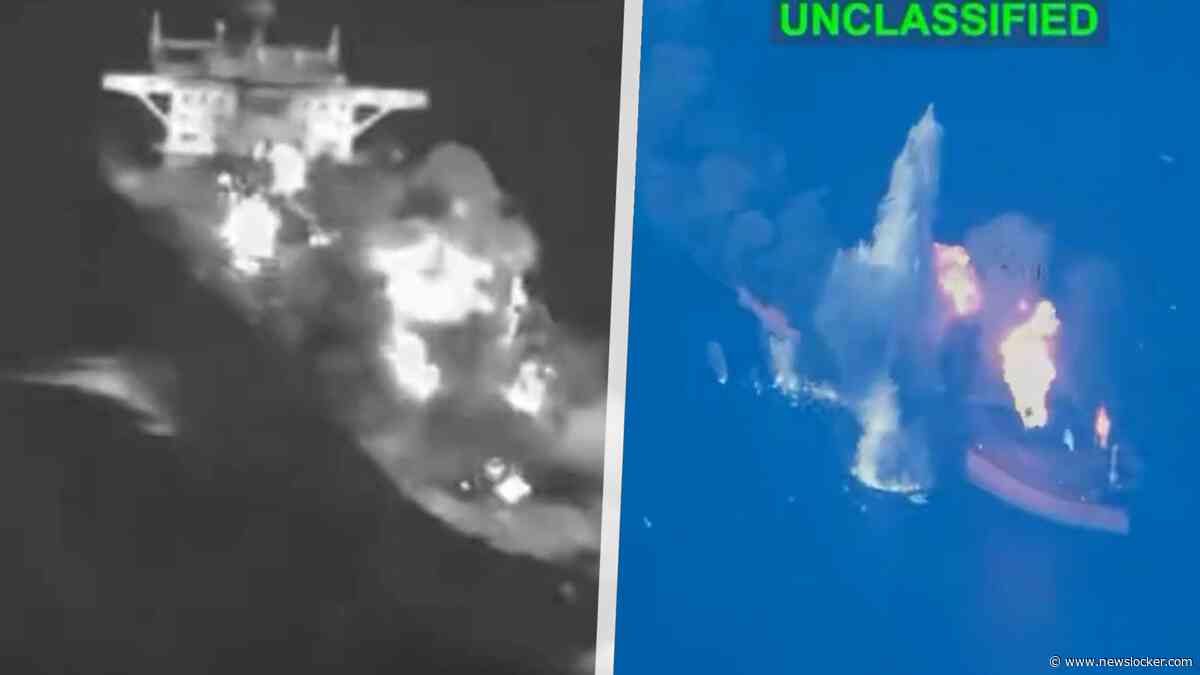 Beelden: VS valt Iraanse olietanker aan in Golf van Oman