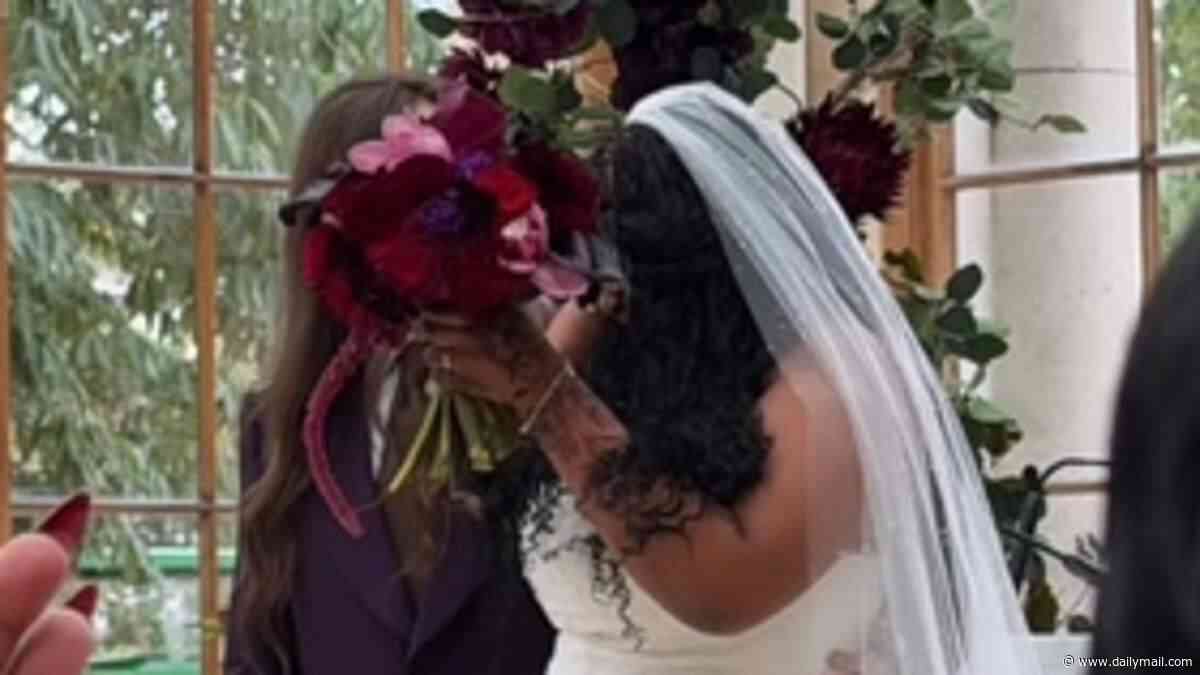 Jonathan Ross' rarely-seen son Harvey ties the knot with his long-term partner Muna Silver in a lavish wedding at London's Kew Gardens