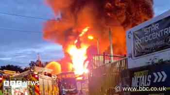 Firefighters tackle large scrapyard blaze