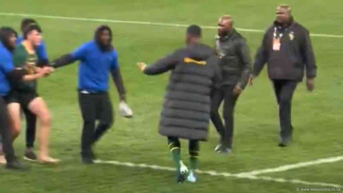 Siya Kolisi steps in to save pitch intruder as Springboks v All Blacks crowd in awe