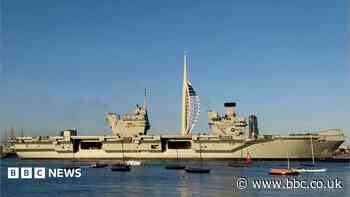 Royal Navy aircraft carrier departs for training