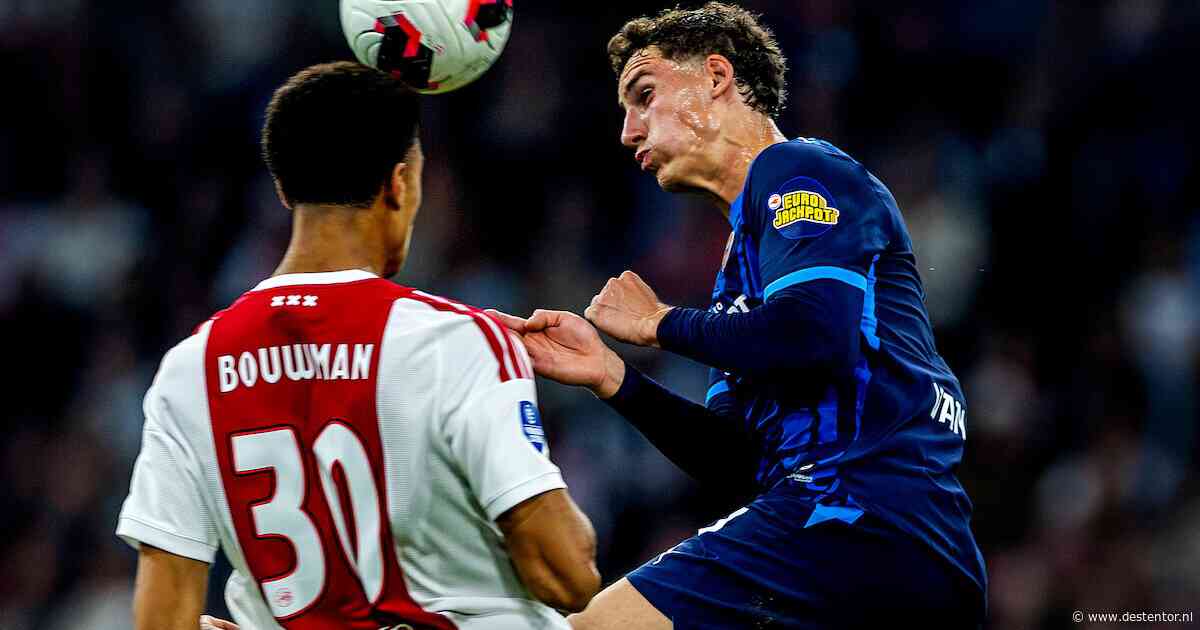 Ajax-verdediger Aaron Bouwman maand uit de roulatie na beuk van Ruben van Bommel