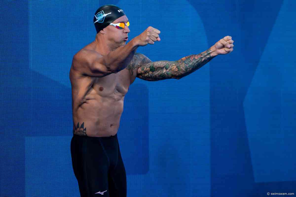 Caeleb Dressel Tests his Power in the Water Against Ocean Game Fish