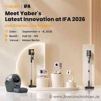 EQS-News: Yaber präsentiert auf der IFA 2026 smarte Reinigungs- und Unterhaltungslösungen -im Fokus: der HP20, der beste kabellose Staubsauger unter 200€ mit TÜV-geprüften 180 AW