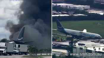 Amazon cargo plane overruns runway at Miami airport