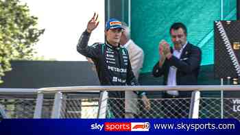 Crowd erupts with boos as Russell steps onto Monza podium!