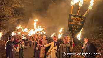 Traditional 200-year-old torchlit procession through ancient town is banned due to wildfire fears - with residents told to bring fairy lights instead