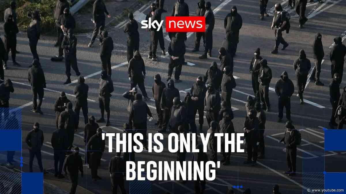 Masked demonstrators block Dover port as Tommy Robinson associate warns of more disruption